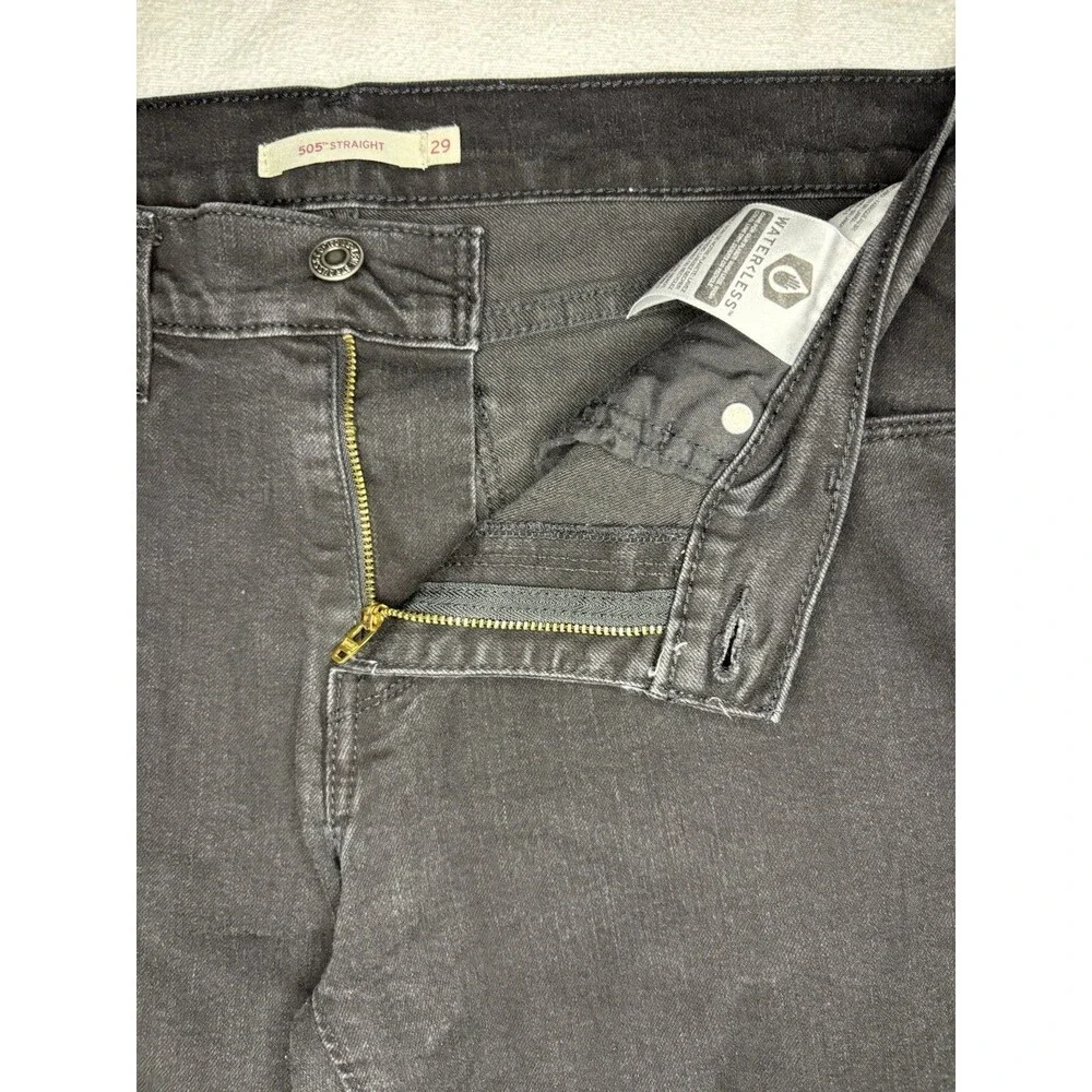 Levi's‎ 505 Straight Black Denim Jeans Men's W29 L30 Classic 5 Pocket Fit